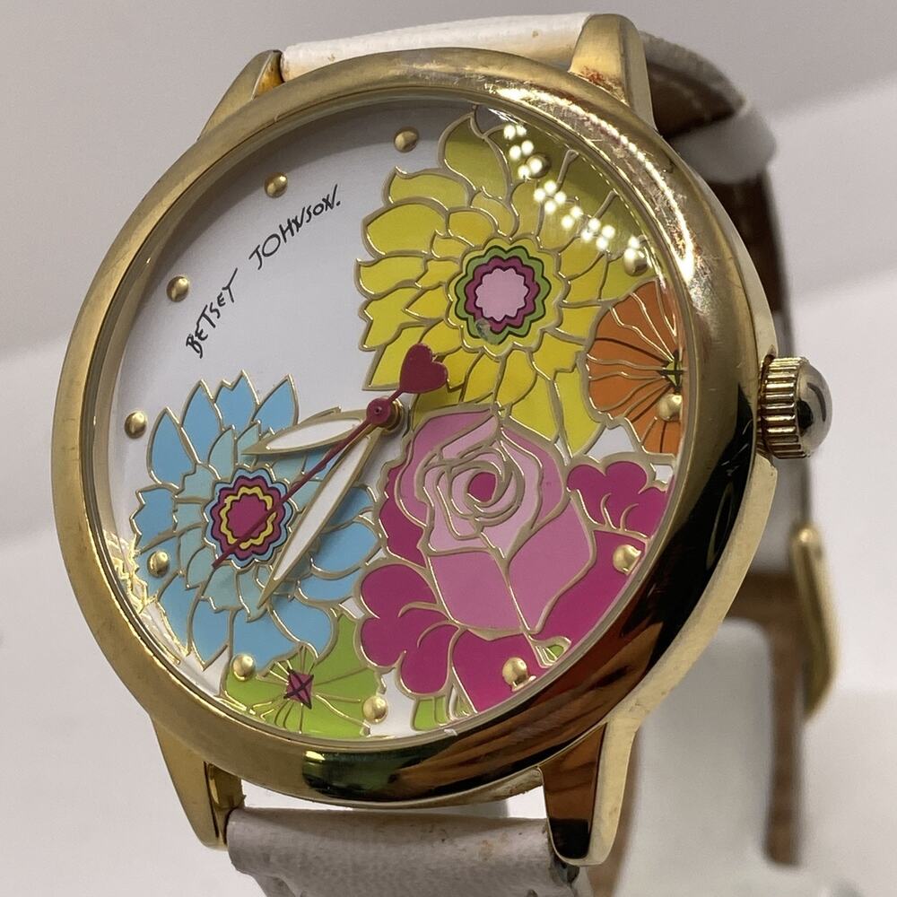 Betsey Johnson Womens Vintage Floral Colorful Watch New Battery